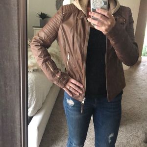 Faux leather brown jacket